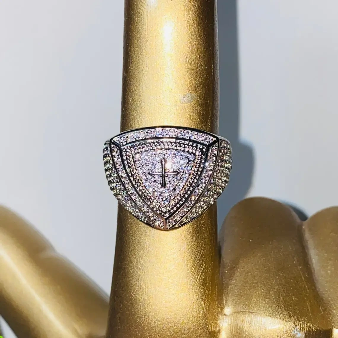American Rapper Style Chunky Hip Hop Jewelry Moissanite Diamond Wedding Rings Diamond White Gold 1