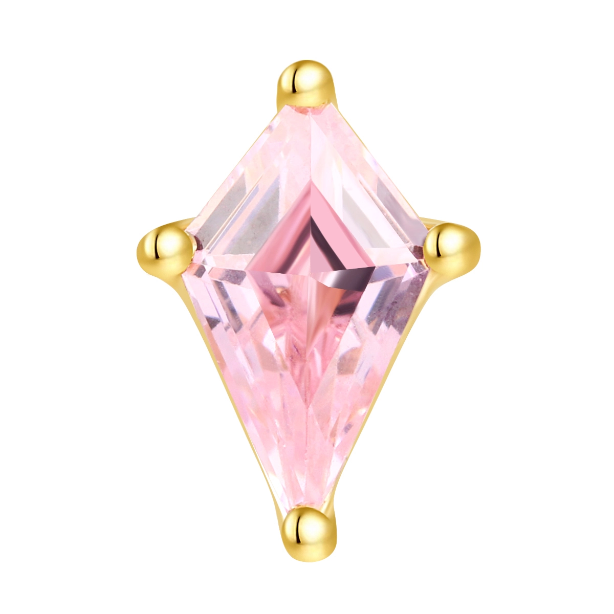 Eternal Metal Romantic Pink Zircon Claw Setting Inlay 14k Solid Gold Kite Threadless Ear Nose Jewelry For Wedding Parties 1