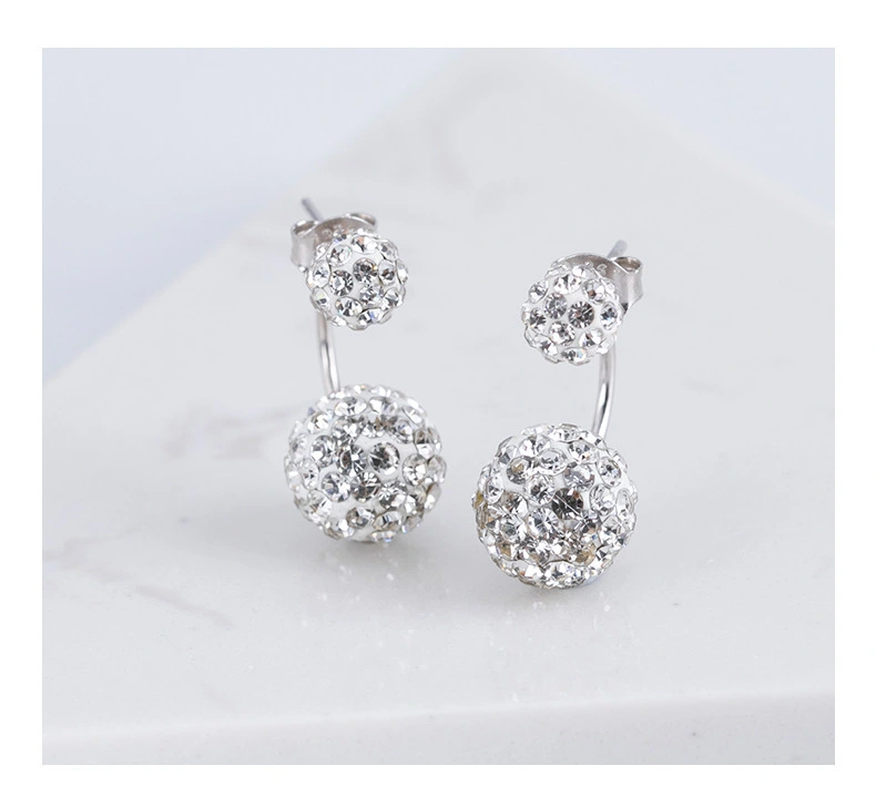 New Double Ball Curved Zircon Earrings S925 Sterling Silver Fashion Classic Women's Wedding Jewelry Wholesale 1