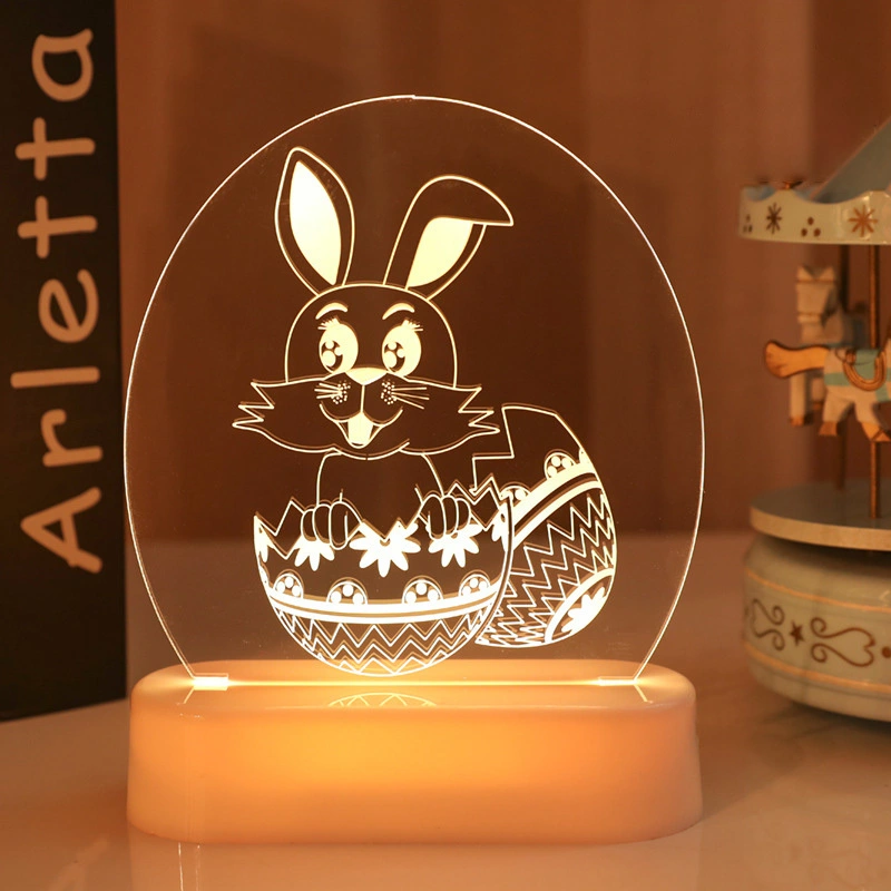 Warm White Wholesale Easter Led Acrylic Light GL-F2 With Suction Cups Rabbit Pattern For Decoration 1