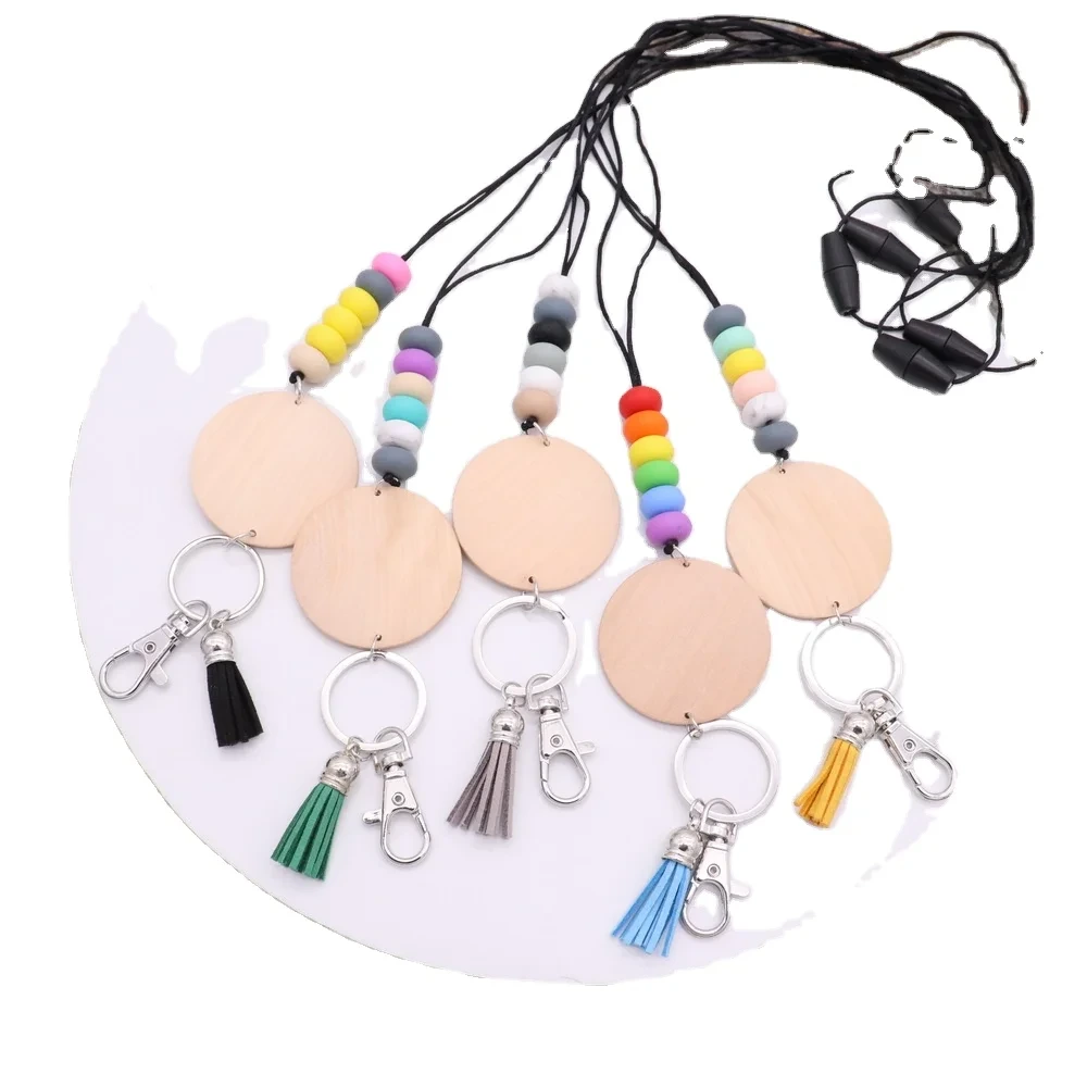 Silicone Bead Keychain Disc Tassel Lanyard Customization Service 1