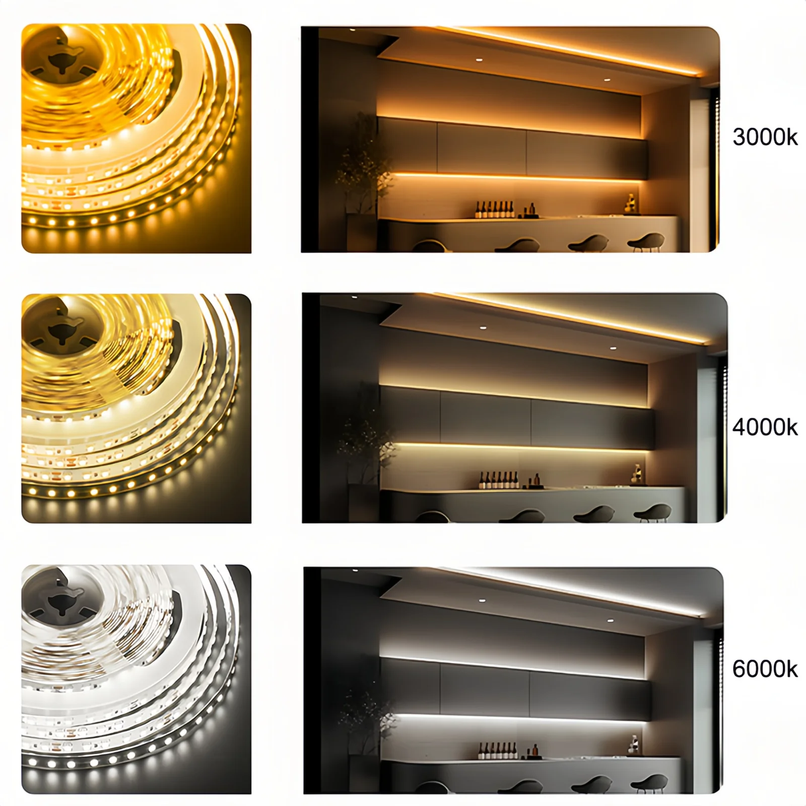Shenzhen 12v/24v Smd 2835 Led Flexible Strip Light 10m/roll 3000k 4000k 6000k Luces Led 6