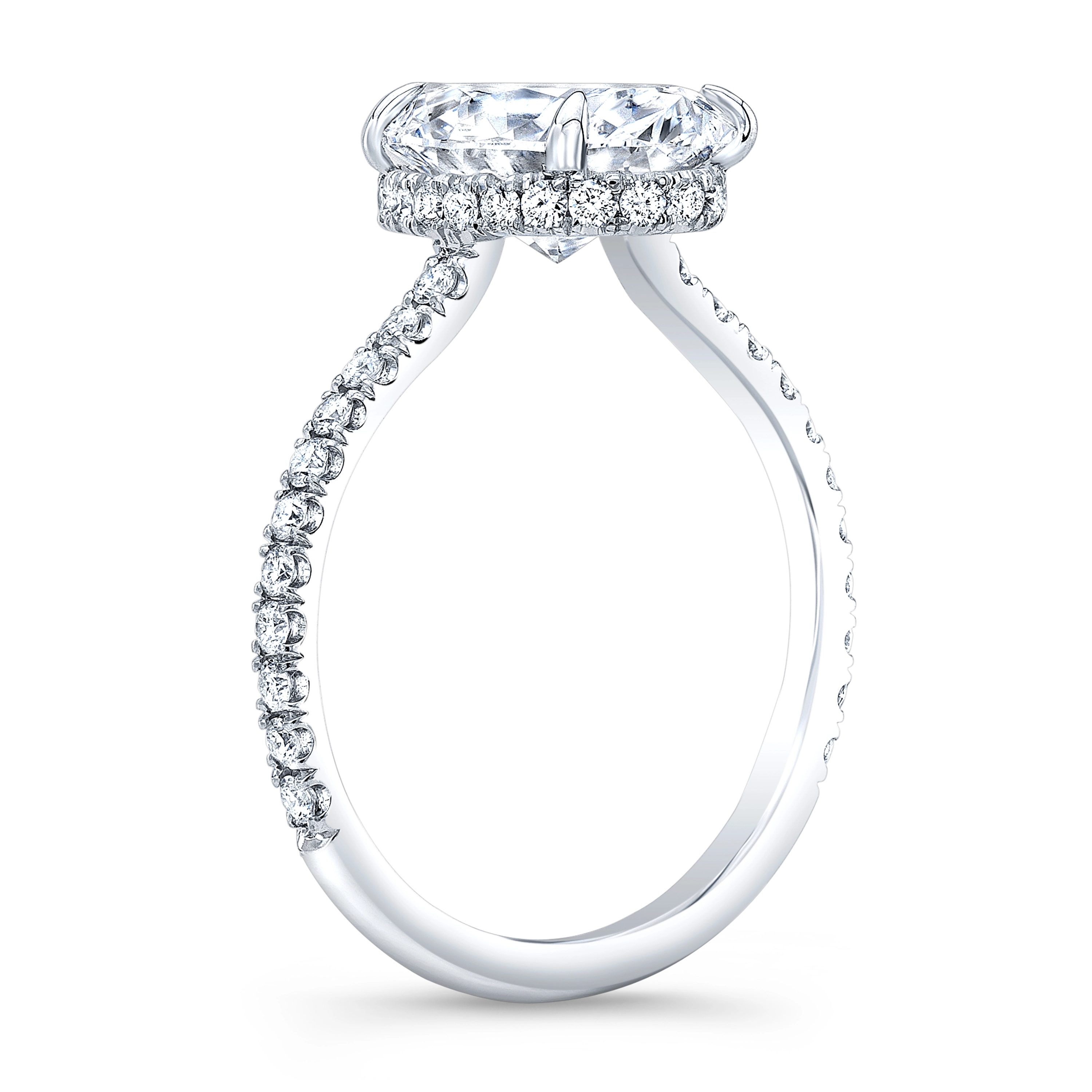 1,5 cct coupé ovale diamant mince Halo caché pave bague de fiançailles Moisanite 1