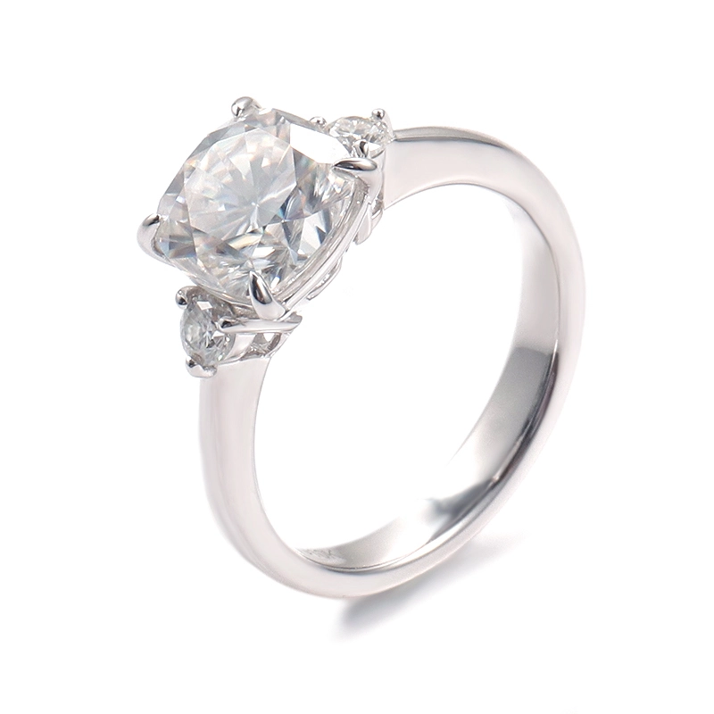 Custom 18k Solid White Gold 2 Carat Cushion Cut G Color Vs1 Moissanite Engagement Anniversary Ring 1