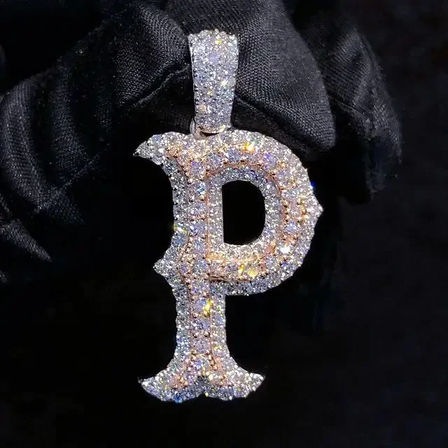 Hip Hop Jewelry Mens Iced Out Custom Letter Pendant 925 Sterling Silver Vvs Moissanite Diamond Necklace Pendant 1