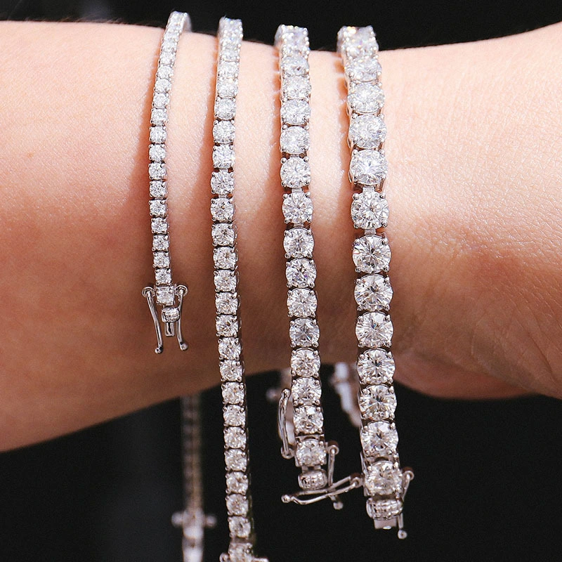Prix ​​aussi bas que 34 2 mm à 6 mm VVS1 Moisanite Sterling Silver Tennis Chaines Bracelets Diamond Tennis Collier Iced Out Chain 1