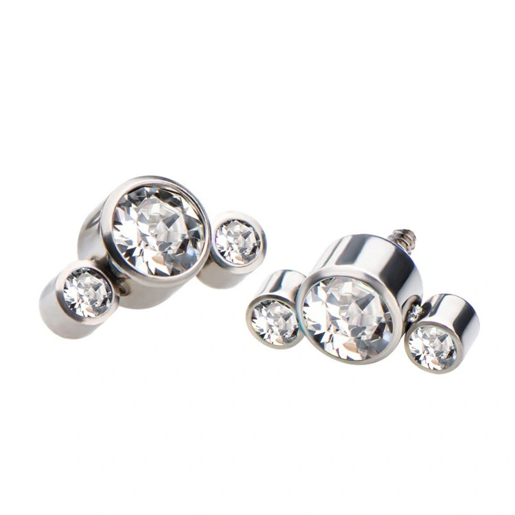 Eternal Metal Astm F136 Titanium Internally Threaded 3 Cz Crystal Cluster Tops Top Piercing Body Jewelry 1
