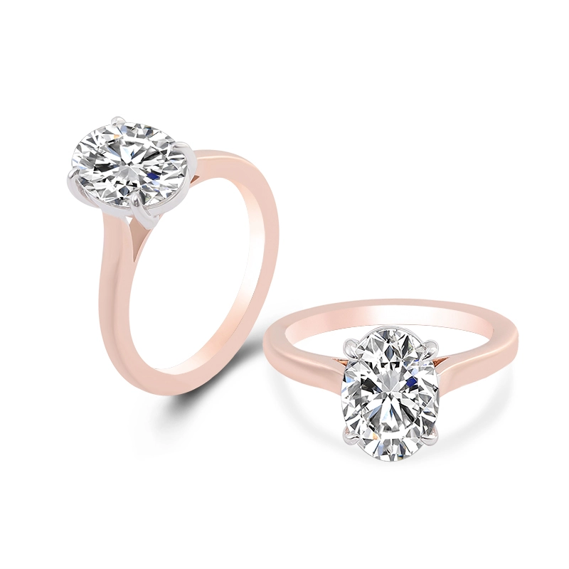 Classic Jewelry Au750 Rose Gold H Color Vs2 2.5ct Oval Cut Lab Grown Cvd Diamond Engagement Wedding Ring 1