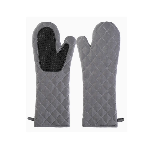 Cotton Oven Mitt With Silicone Patch - 47cm Long 1