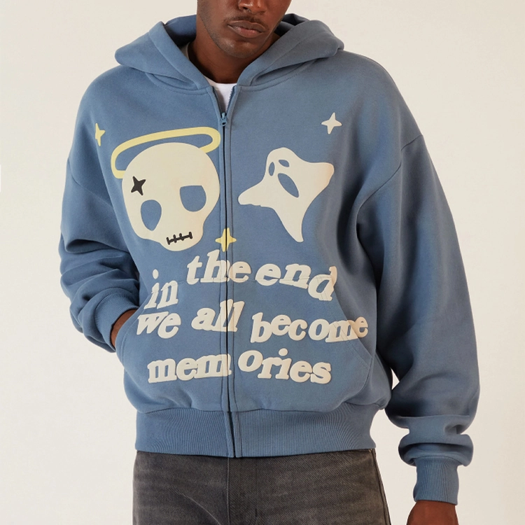 Men Streetwear Hip Hop Cotton Heavy Weight Puff Print Hoodie Custom 3d Puff Printing Sweatshirts Hoodies 1