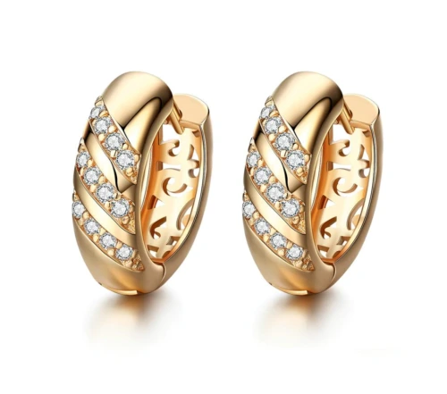 Pendientes de aro de acero inoxidable personalizados de moda, plata de ley 925 y oro amarillo de 18 quilates. 1
