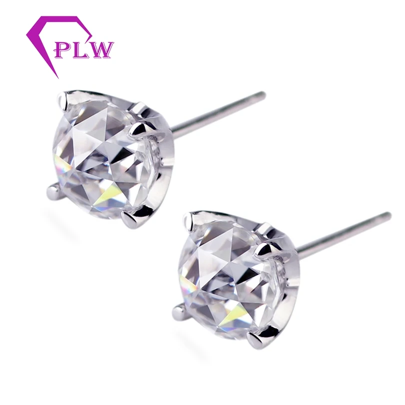 Provence Gems Personalizado de oro blanco de 14k 6.5 mm Cortado de rosas Cortes de moissanite incoloros 1