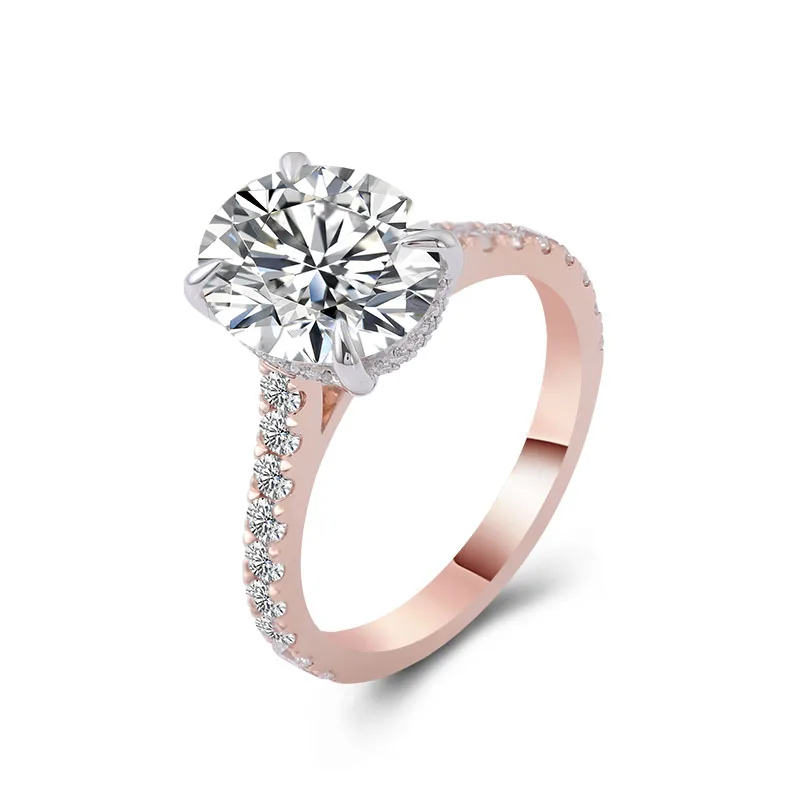Verlobungsring aus 14 Karat Roségold <000000>Weißgold, zweifarbig, 2 Karat, ovaler Brillantschliff, synthetischer Moissanit-Diamant 9