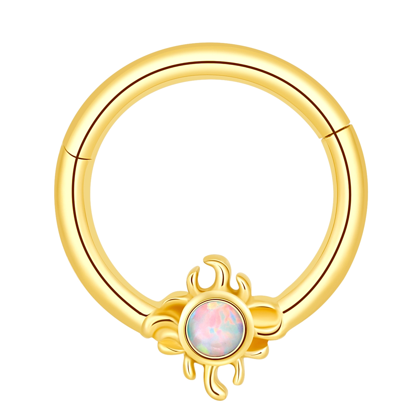 Best Selling Eternal Metal 14k Solid Gold Luxury Moon Light Shape Threadless Top Earring Nose Piercing Jewelry 1