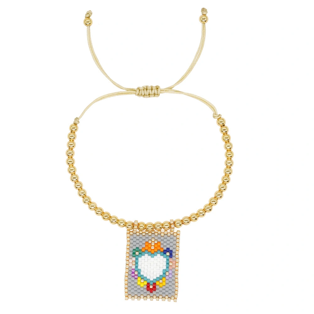 2024 Hot Selling Bohemian Rainbow Geometric Shape Miyuki Beads Handwoven Wide Adjustable Bracelet For Women 1
