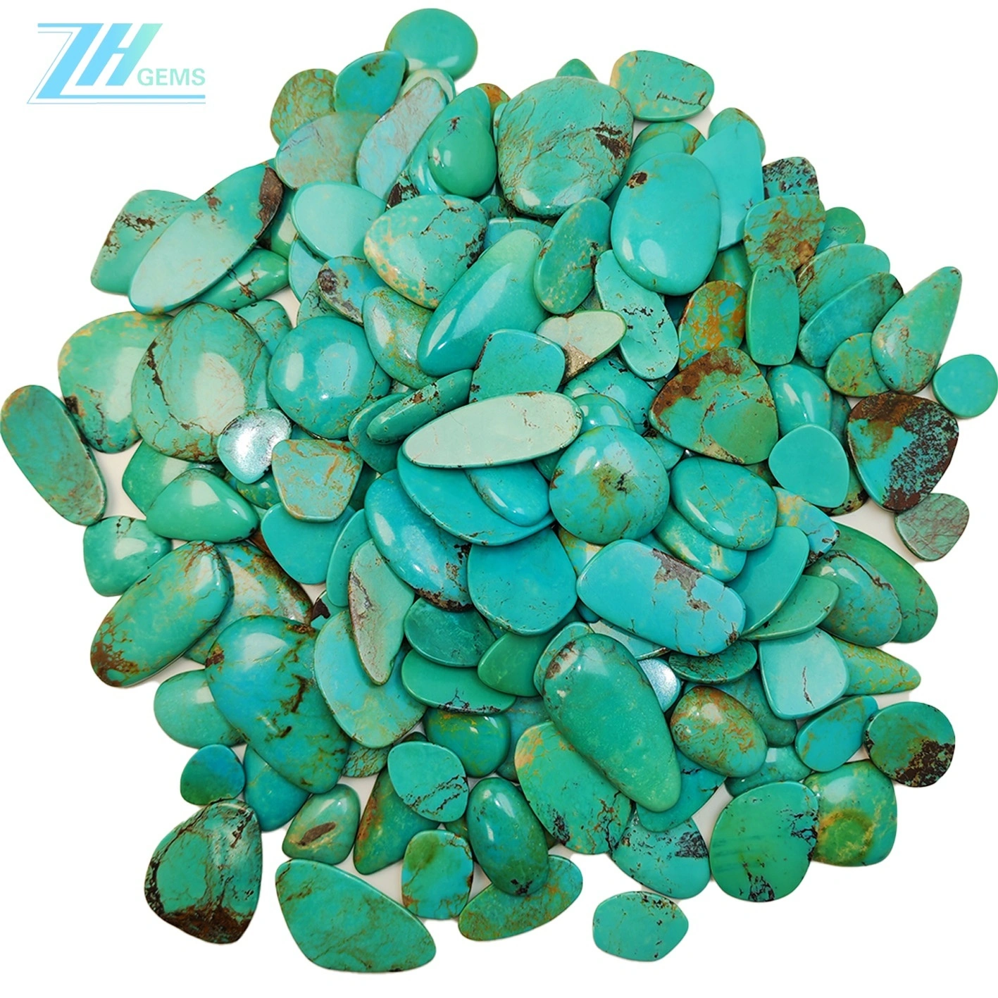 Natural Turquoise Free-shape Colorful Free-shape Cabochon Handmade Designer Ring Jewelry For Husband Unisex Gift 1