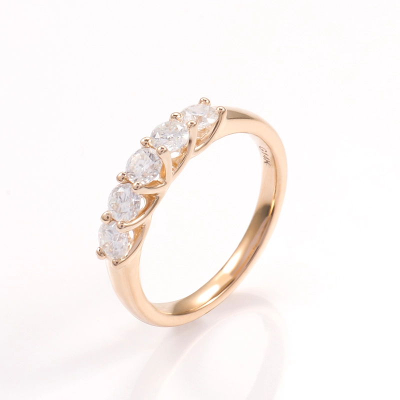 2020 Nouveau design Moissanite Eternity Band 14k Yellow Gold 5 Stone Moissanite Anniversary Band 1