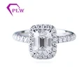 America Bijoux populaire Rendu Halo Réglage de 6x8mm Emerald Cut Moisanite Engagement Anneau de fiançailles 1