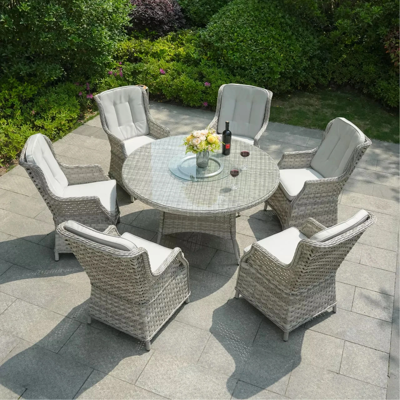 Ensemble Table à manger et chaises au Design moderne, meubles de Patio, chaise de jardin en osier, chaises d'extérieur en rotin, grands fauteuils de Restaurant 1