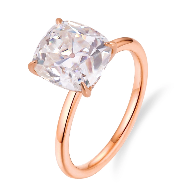 Coup de coussin en gros de gros 4carat 10k Rose Real Gold Solitaire 4CT HALO HALO MISSANITE DIAMANT REGAGNE 1