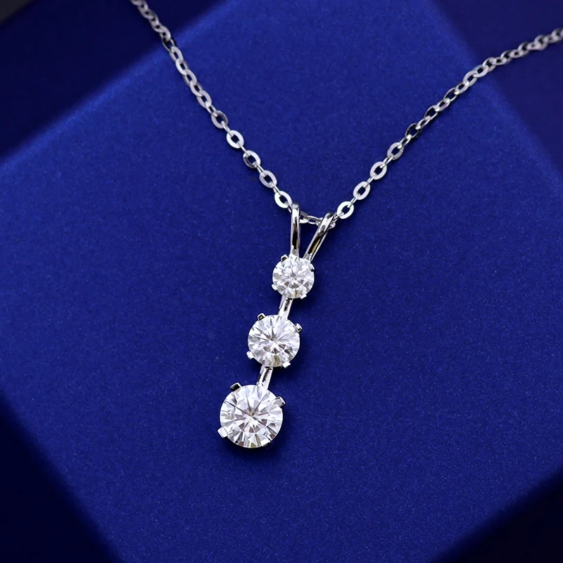 Design beau et élégant 6,5 mm 5 mm 4 mm Collier pendentif diamant Moisanite Round en or blanc 14K 1