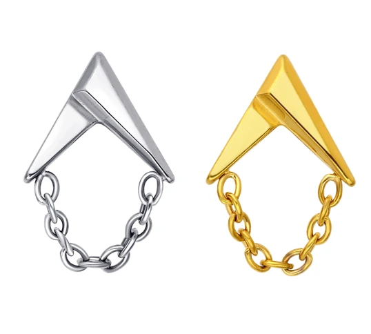 Eternal Metal Astm F136 Titanium Arrow Shape With Chain Internally Threaded Top Labret Piercing Jewelry 1