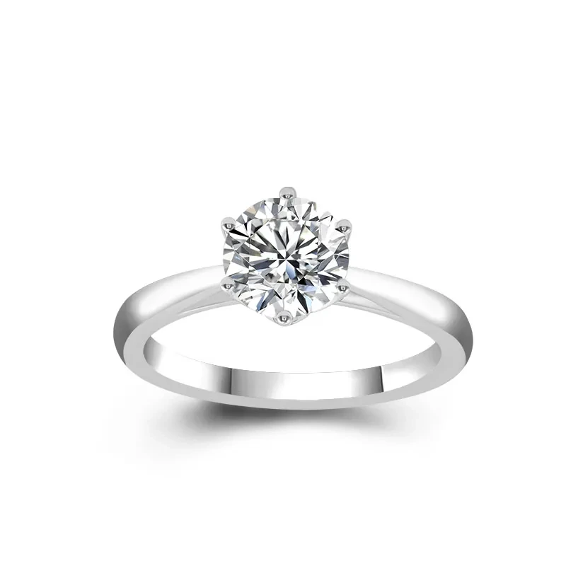 Women Customized Wedding Ring 6 Prongs 18k White Gold Ring Laboratory-grown Diamonds 1ct Natural Diamond 1