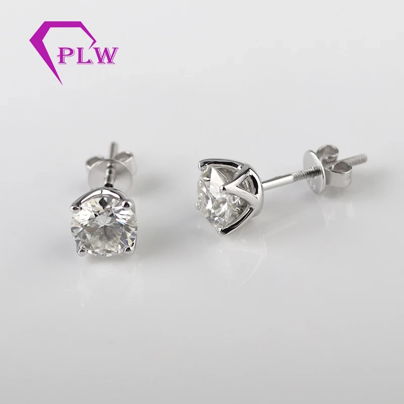 Joyas de Provence 4 mm de pendientes de pernos de 5 mm de 10k 14k de oro blanco clásico 1