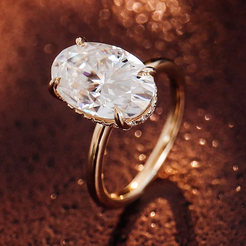PRONG PRONG 8CT MOISSANITE 10K 14K 18K 18K الصلبة الصلبة الذهب مويسانيت الزفاف 1