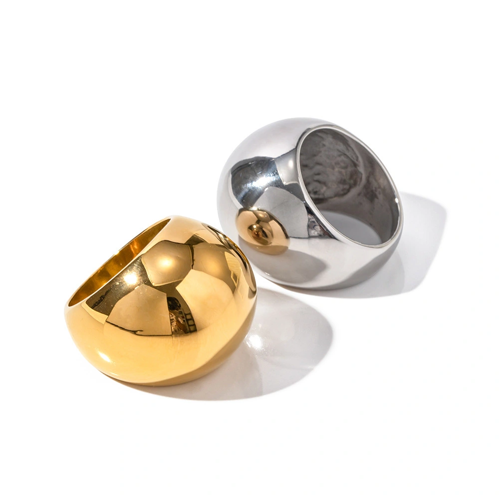 Waterproof And Colorless 18k Gold Stainless Steel Exaggerated Ball Ring Fashion Personalized Women's Jewelry Wholesale 1
