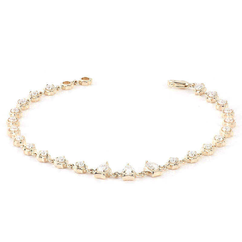 Bijoux de vente à chaud 10 km jaune or 3 mm en pierre naturelle VVS Moisanite Diamond Tennis Personnaliser les bracelets pour bracelet cadeau 1