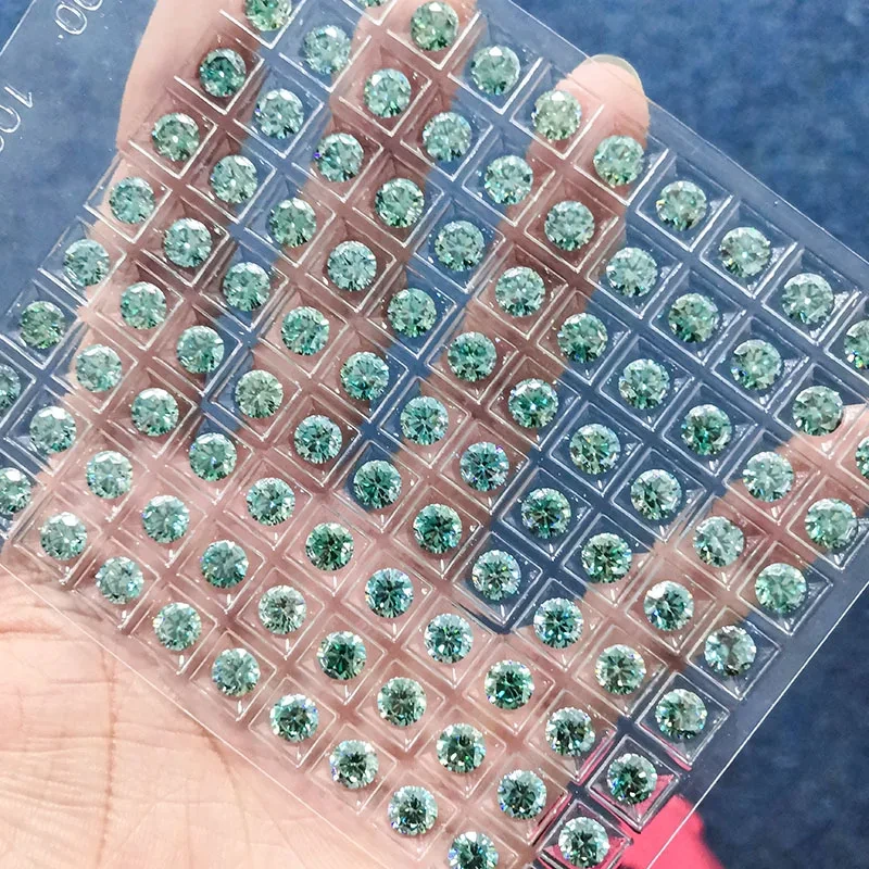 Prix ​​de gemme en gros rond 3 mm Couleur vert foncé diamant Moisanite pour les anneaux d'or 1