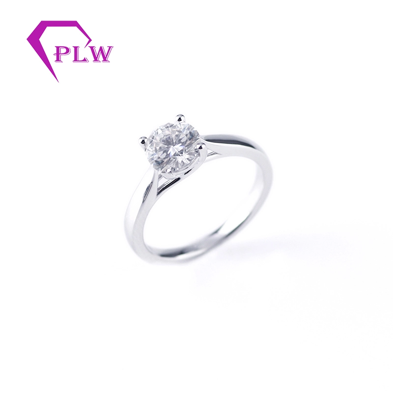 Fábrica Mayorista de forma redonda Redonda Conocimiento de 2 quilates Solitario MOISSANITE RING 1