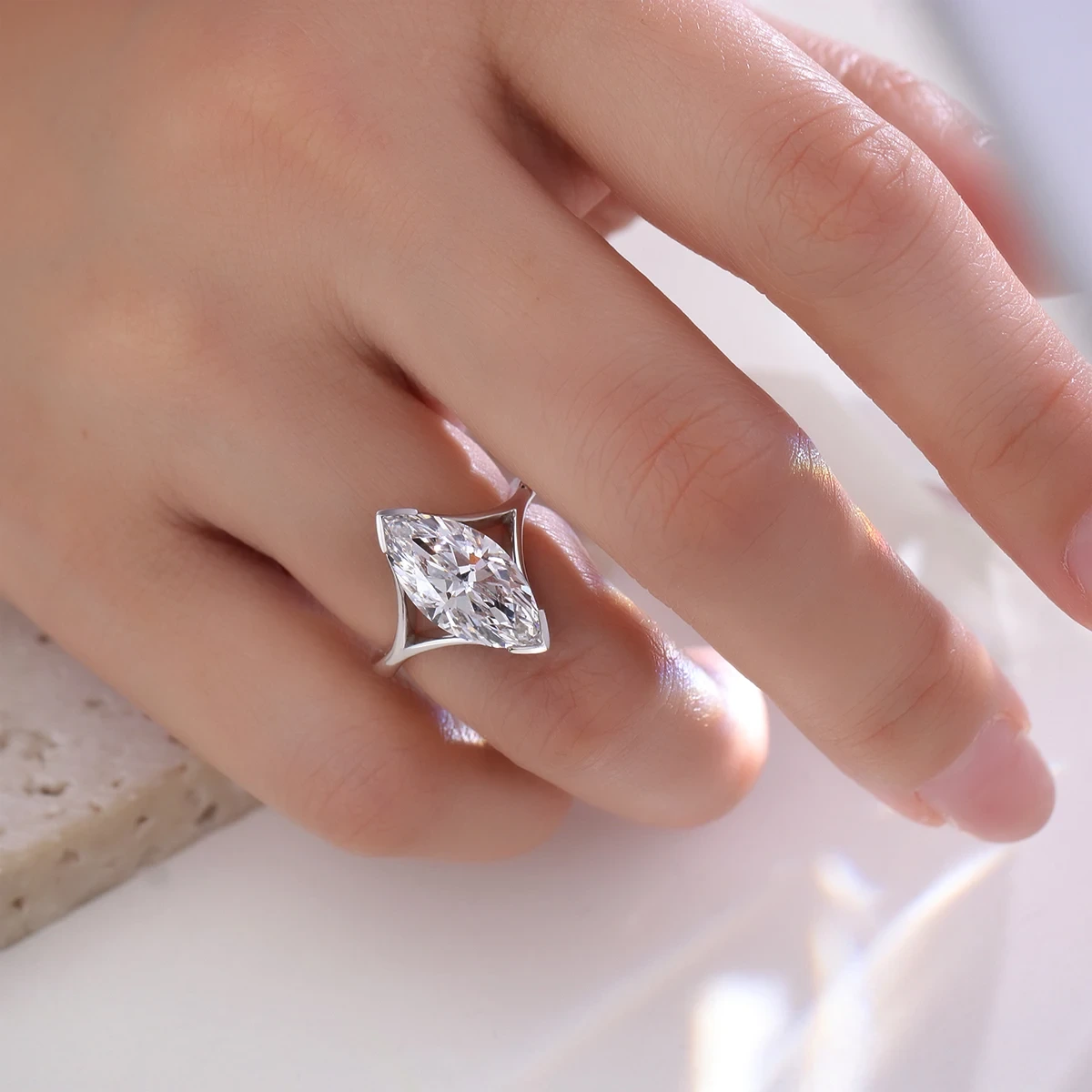 Platinum Solitaire D Vs1 3.0ct Marquise Cut Diamond Lab Grown Engagement Ring Certified Igi For Women 1