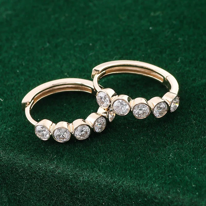 Fine Jewelry Earrings 10k/14k/18k Gold Lab Grown Diamonds 3mm Def-vvs/vs Hpht Diamond Hoop Earrings 1