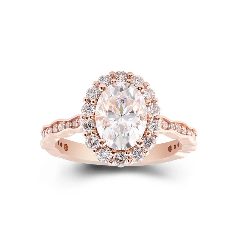 2karat Oval Cut D Grade Moissanite Lab Grown Ruby Sapphire Gemstone Engagement Ring Women Gift 10k Solid Gold Rose Diamond Marry Me Rings 1