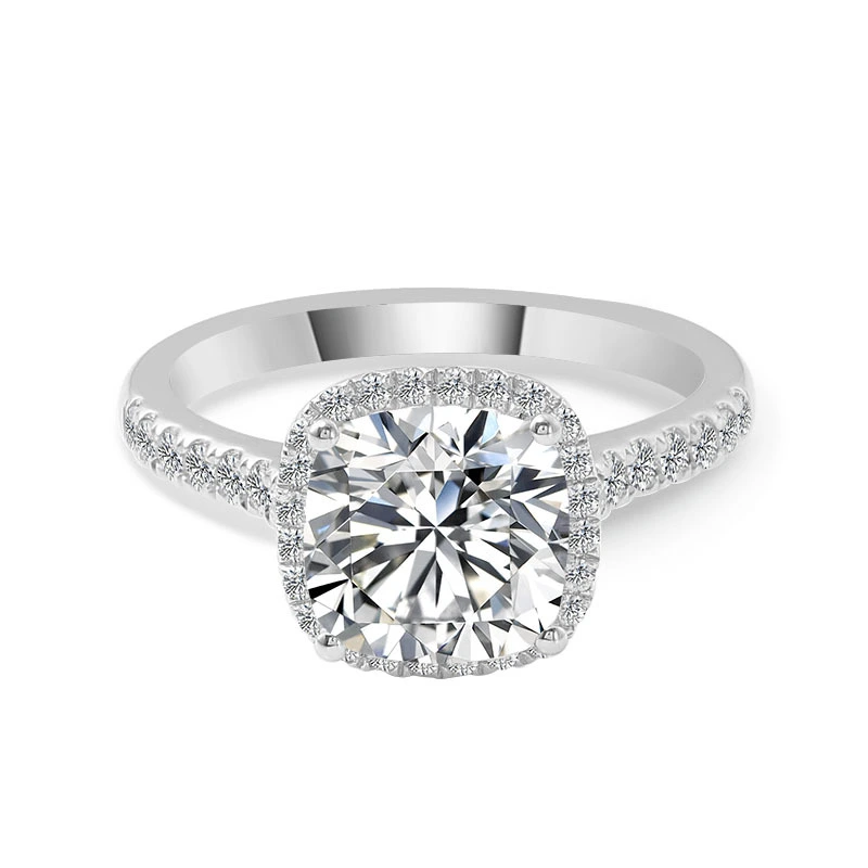 Coussin de nouvelle mode 4ct Coup coupe blanc or rose rose rose jaune or anneaux de mariage Lady Moissanite Platinum Ring 1