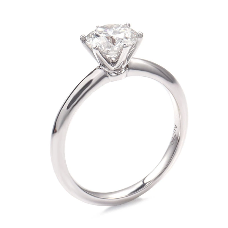 Bague classique en or massif 18 carats à six griffes pour femme, taille ronde brillante de 2 carats, avec diamant Moissanite 1