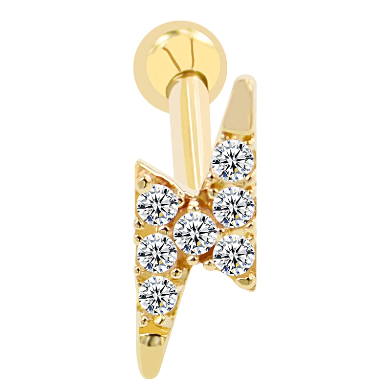 Eternal Metal 14k Solid Gold Tragus Paved Lighting Helix Piercing Jewelry 1