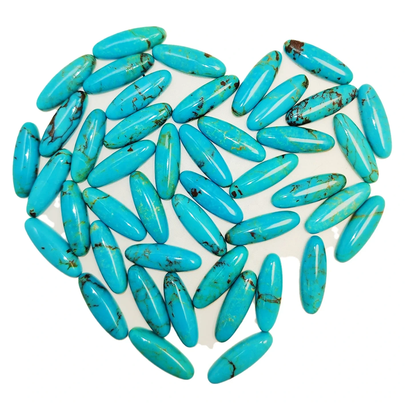 Cabochon Natural Oval Turquoise Color Blue Shape Oval Size 5*15mm Weight 1g 5*15mm Beaded Promise Gift 1