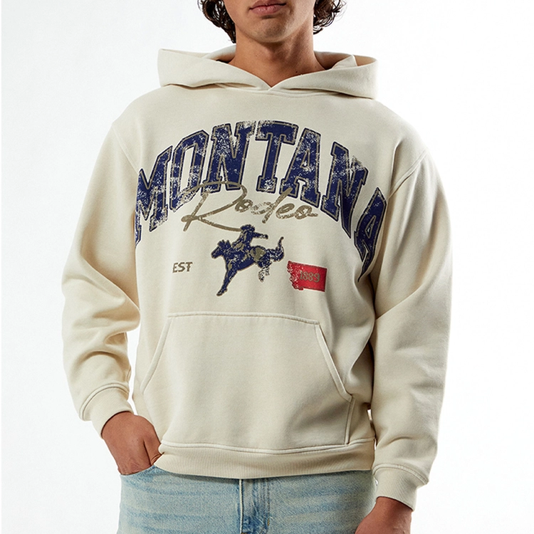 Custom 100% Cotton Hoodies 460 Gsm Loose Streetwear Flocked Tracksuit Pocket Printing Hoodie 1