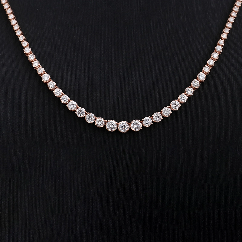 Luxury Shining Fine Custom Solid Gold Jewelry Vvs Diamond Tennis Chain Choker Real Gold Necklaces For Hip Hop Men 1