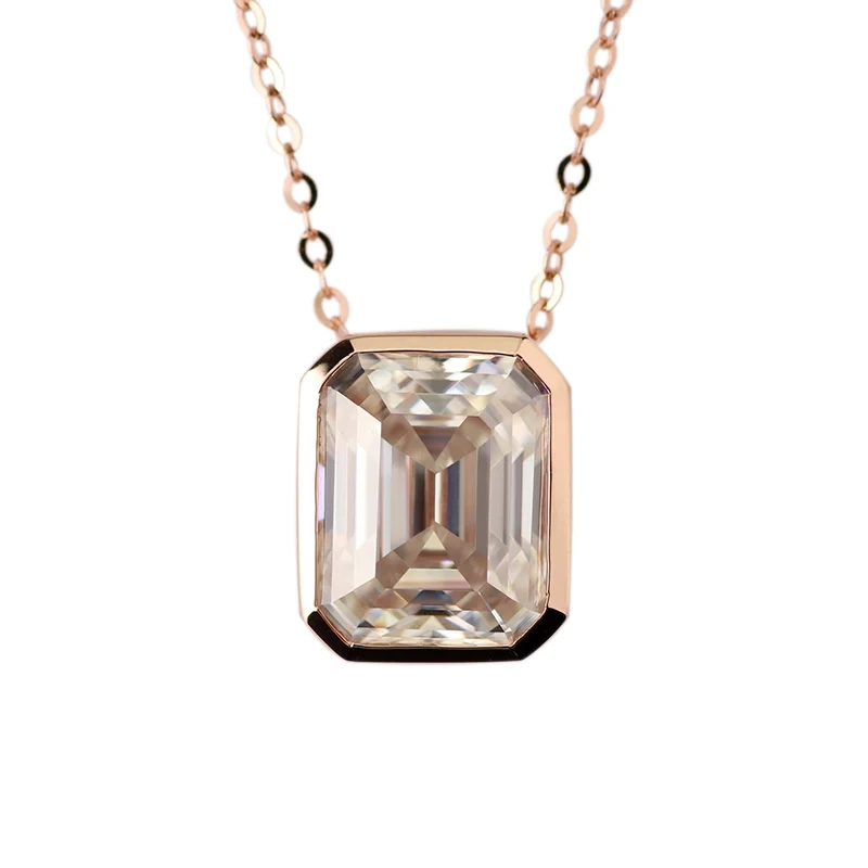 Joya Provence 2CT Emerald Cut Moissanite Def VVS 10K 14K 18K Collar de oro Regalo clásico para mujeres 1