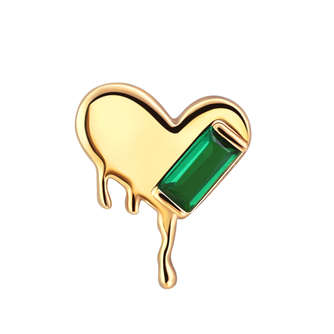 Eternal Metal 14k Yellow Gold Heart Threadless Piercing Top Jewelry 1