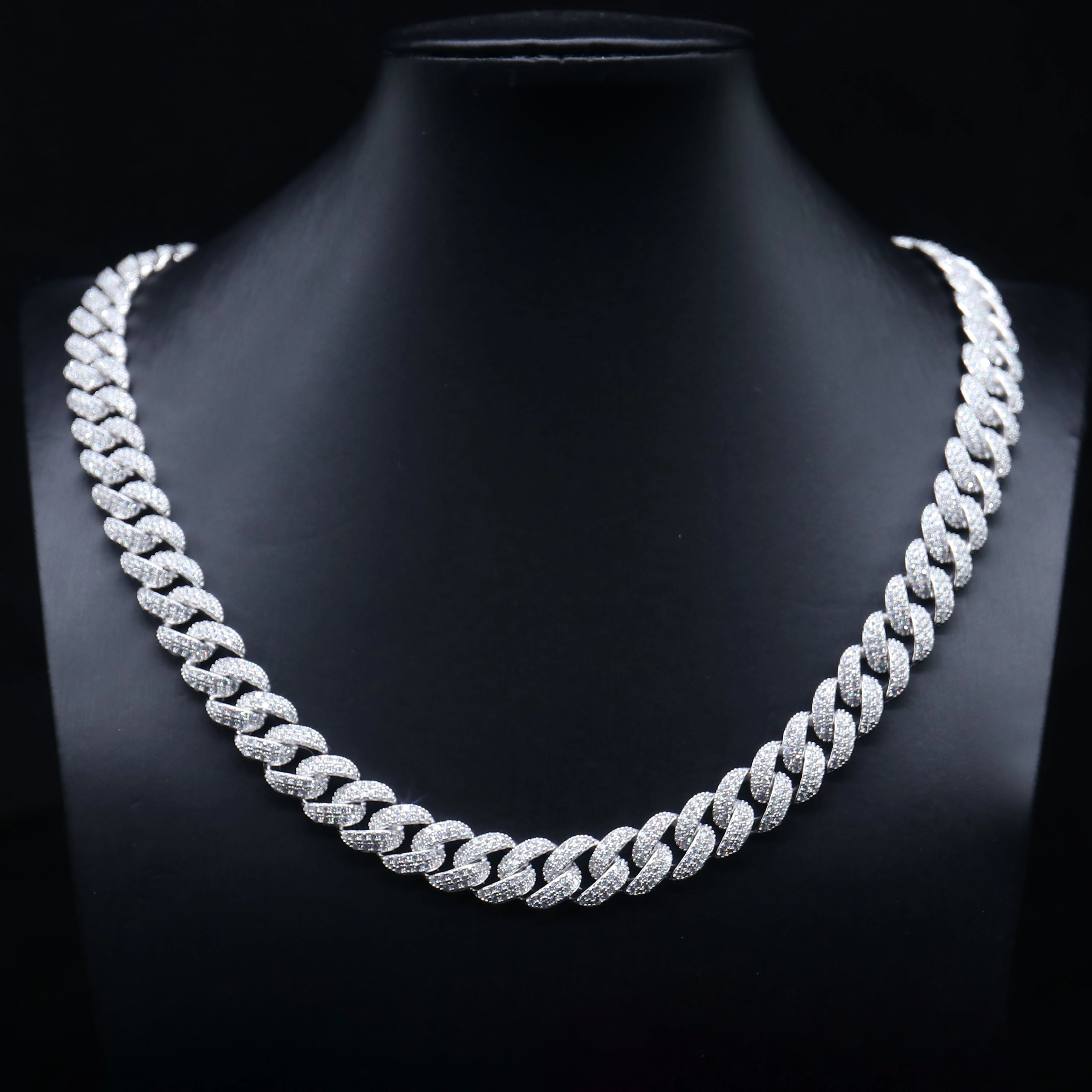 Hip Hop Style Cool 10mm 2rows Cuban Link Chain 925 Sterling Silver Moissanite Hiphop Fine Jewelry Women Men Necklace Bracelet 1