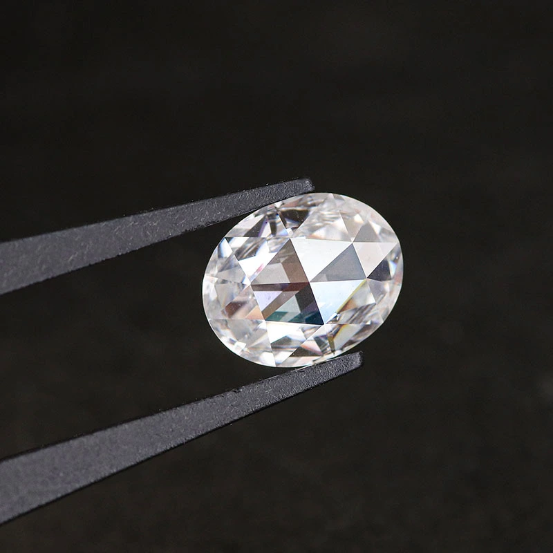 Highly Comment Colorless 2carat Flat Back Oval Rose Cut Moissanite Loose Diamond On Engagement Wedding Rings 1