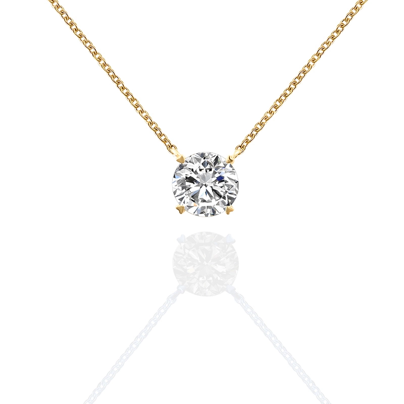 Schöner Solitäranhänger H Farb Labor Diamant CVD 1.02ct Anhänger Halskette in Linkkette 14K Gelbgold 1