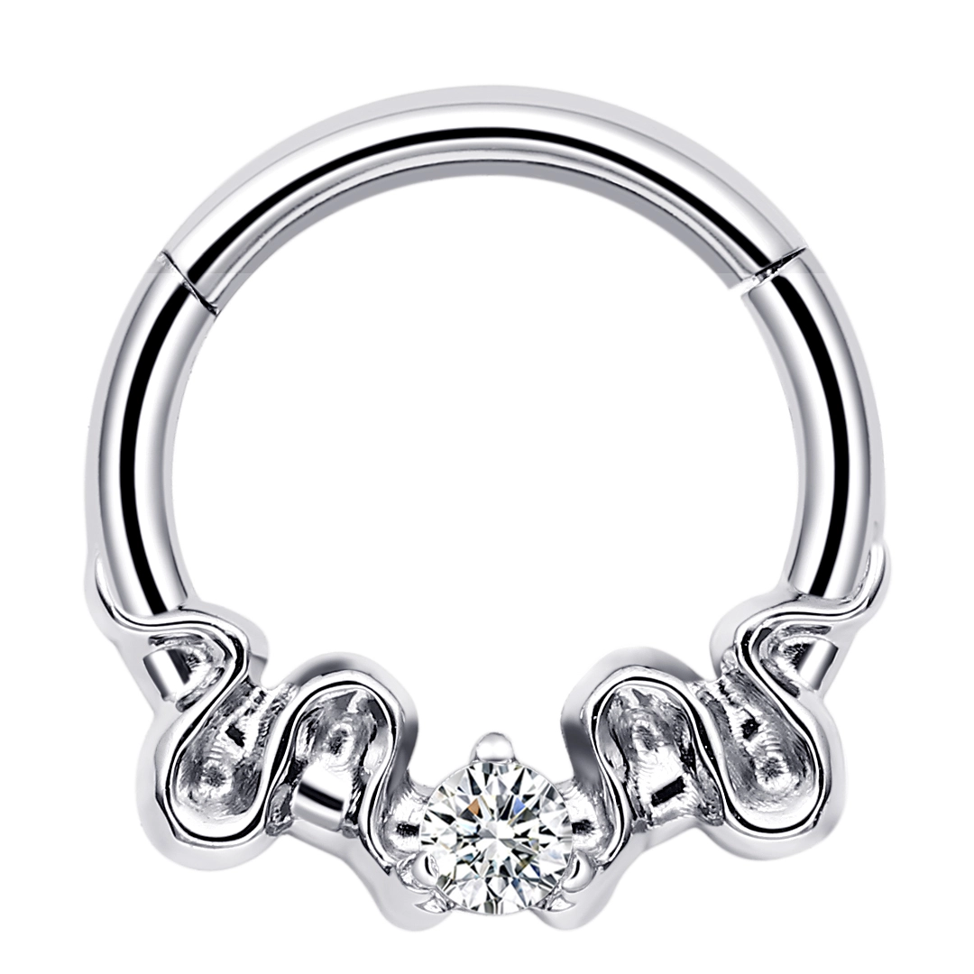 Fashion Snake Eternal Mental Segment Ring Claw Setting Clear Cz Segment Clicker Astm F136 Titanium Earring Piercing Jewelry 1