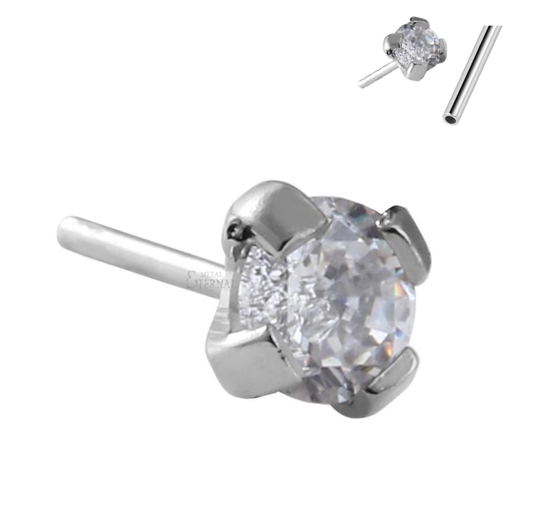Eternal Metal Titanium Threadless 4 Prong Set Cz Ear Daith Piercing Ends Astm F136 Piercing 1