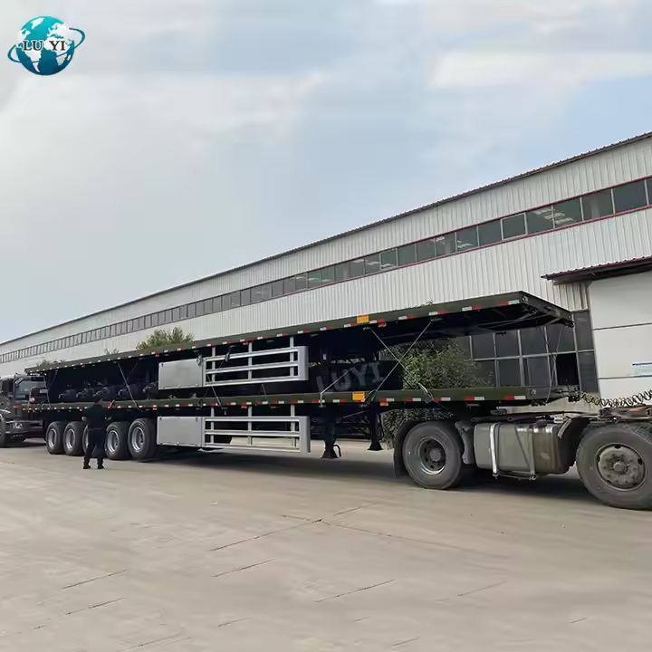 Remolque de cama plana ajustable de 5 ejes 50 pies 120T Transporte pesado 2